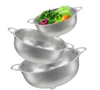 Chstarina 3Pcs Passoire de Cuisine en Acier Inoxydable, Micro-Perforées Passoires Avec Poignées et Base, Passoire à Pâtes, Crépine à Mailles Fines, pour Légumes et Fruits, Pâtes