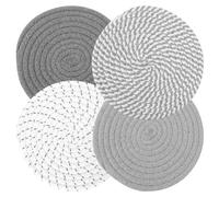 Chstarina 4 Pièces Dessous de Plat, Protection Casseroles et Poêle, sous Plat, 4 Couleurs, 18cm de Diamètre, Coton, Résistants à la Chaleur, Protège Poêle, Dessous Assiette pour Cuisine