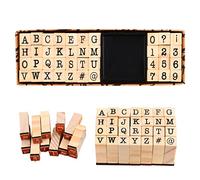 Chstarina 40pcs Tampon Lettre Alphabet avec Chiffres et Symboles, Kit Tampons Bois et Caoutchouc Multifonction avec Boîte, Tampon Bois pour Scrapbooking, Cartes, et Loisirs Créatifs