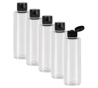 Chstarina 5 Pièces Flacon Vide Voyage 200ml, Bouteille de Voyage, Rechargeable, Transparente, Flacon avec Flip Cap Vide, Bouteilles en Plastique pour Cosmétique, Gel Douche, Shampoing