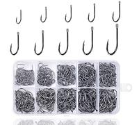 Chstarina 500pcs Hameçon de Pêche Crochet de Pêche Barbelés Carbone Hameçons de Poisson Hameçon à Carpe en Acier Carbone avec Boîte de Rangement pour Poissons d'eau Salée d'eau Douce