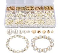 Chstarina 720 Pièces Perles pour Bracelet, Perles pour Bijoux, Perle Artificielles Blanches, Perles D'Espacement, pour Fabrication de Bijoux DIY Bracelet Colliers Artisanat