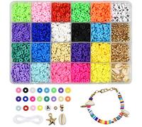 Chstarina Perles pour Bijoux, Perles pour Bracelet, Perles Plates en Argile pour Bracelet 20 Couleurs, Perles Heishi Loisirs Créatif pour Fabrication de Bracelets Colliers Bijoux