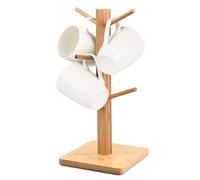 Chstarina Porte-Tasses Bois - Arbre à Tasse avec 6 Crochets pour Comptoir de Cuisine (Carrée)
