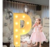 CHSUFBTY Grandes Lettres Néon, Adaptées Aux Baptêmes de Bébé, Aux Fêtes d'anniversaire, Aux Mariages Et Aux Cérémonies de Fiançailles, Panneaux de Mousse DIY Prédécoupés.(P,120cm/47in)