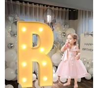 CHSUFBTY Grandes Lettres Néon, Adaptées Aux Baptêmes de Bébé, Aux Fêtes d'anniversaire, Aux Mariages Et Aux Cérémonies de Fiançailles, Panneaux de Mousse DIY Prédécoupés.(R,120cm/47in)