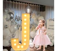 CHSUFBTY Grandes Lettres Néon, Adaptées Aux Baptêmes de Bébé, Aux Fêtes d'anniversaire, Aux Mariages Et Aux Cérémonies de Fiançailles, Panneaux de Mousse DIY Prédécoupés.(J,120cm/47in)