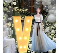 CHSUFBTY Lettres Géantes en Mosaïque Au Néon, Adaptées Aux Fêtes d'anniversaire, Aux Baby Showers, Aux Fêtes de Retour À la Maison, Aux Décorations de Mariage, Aux Grandes Lettres.(V,70cm/28in)