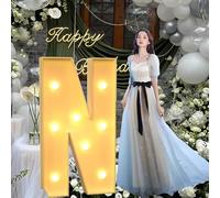 CHSUFBTY Lettres Géantes en Mosaïque Au Néon, Adaptées Aux Fêtes d'anniversaire, Aux Baby Showers, Aux Fêtes de Retour À la Maison, Aux Décorations de Mariage, Aux Grandes Lettres.(N,100cm/40in)