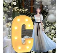 CHSUFBTY Lettres Géantes en Mosaïque Au Néon, Adaptées Aux Fêtes d'anniversaire, Aux Baby Showers, Aux Fêtes de Retour À la Maison, Aux Décorations de Mariage, Aux Grandes Lettres.(C,70cm/28in)