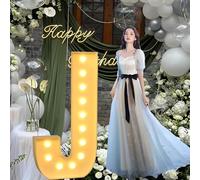 CHSUFBTY Lettres Géantes en Mosaïque Au Néon, Adaptées Aux Fêtes d'anniversaire, Aux Baby Showers, Aux Fêtes de Retour À la Maison, Aux Décorations de Mariage, Aux Grandes Lettres.(J,120cm/47in)
