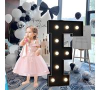 CHSUFBTY Lettres Géantes Noires en Mosaïque Néon, Lettres Néon for Propositions, Mariages, Fêtes de Mariage, Baptêmes de Bébé Et Décorations de Fête d'anniversaire(F,70cm/28in)