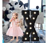 CHSUFBTY Lettres Géantes Noires en Mosaïque Néon, Lettres Néon for Propositions, Mariages, Fêtes de Mariage, Baptêmes de Bébé Et Décorations de Fête d'anniversaire(X,100cm/40in)