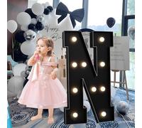 CHSUFBTY Lettres Géantes Noires en Mosaïque Néon, Lettres Néon for Propositions, Mariages, Fêtes de Mariage, Baptêmes de Bébé Et Décorations de Fête d'anniversaire(N,120cm/47in)