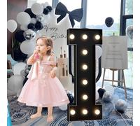 CHSUFBTY Lettres Géantes Noires en Mosaïque Néon, Lettres Néon for Propositions, Mariages, Fêtes de Mariage, Baptêmes de Bébé Et Décorations de Fête d'anniversaire(I,100cm/40in)