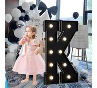 CHSUFBTY Lettres Géantes Noires en Mosaïque Néon, Lettres Néon for Propositions, Mariages, Fêtes de Mariage, Baptêmes de Bébé Et Décorations de Fête d'anniversaire(K,70cm/28in)