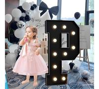 CHSUFBTY Lettres Géantes Noires en Mosaïque Néon, Lettres Néon for Propositions, Mariages, Fêtes de Mariage, Baptêmes de Bébé Et Décorations de Fête d'anniversaire(P,120cm/47in)