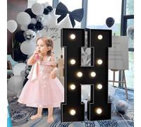 CHSUFBTY Lettres Géantes Noires en Mosaïque Néon, Lettres Néon for Propositions, Mariages, Fêtes de Mariage, Baptêmes de Bébé Et Décorations de Fête d'anniversaire(H,70cm/28in)