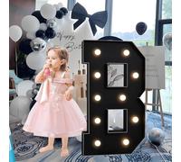 CHSUFBTY Lettres Géantes Noires en Mosaïque Néon, Lettres Néon for Propositions, Mariages, Fêtes de Mariage, Baptêmes de Bébé Et Décorations de Fête d'anniversaire(B,120cm/47in)