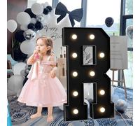 CHSUFBTY Lettres Géantes Noires en Mosaïque Néon, Lettres Néon for Propositions, Mariages, Fêtes de Mariage, Baptêmes de Bébé Et Décorations de Fête d'anniversaire(R,70cm/28in)