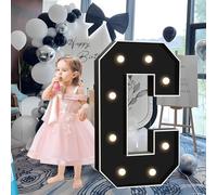 CHSUFBTY Lettres Géantes Noires en Mosaïque Néon, Lettres Néon for Propositions, Mariages, Fêtes de Mariage, Baptêmes de Bébé Et Décorations de Fête d'anniversaire(C,70cm/28in)