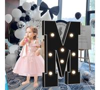 CHSUFBTY Lettres Géantes Noires en Mosaïque Néon, Lettres Néon for Propositions, Mariages, Fêtes de Mariage, Baptêmes de Bébé Et Décorations de Fête d'anniversaire(M,120cm/47in)