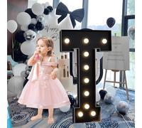 CHSUFBTY Lettres Géantes Noires en Mosaïque Néon, Lettres Néon for Propositions, Mariages, Fêtes de Mariage, Baptêmes de Bébé Et Décorations de Fête d'anniversaire(T,100cm/40in)