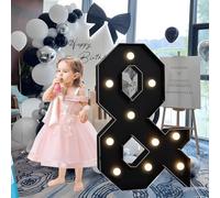 CHSUFBTY Lettres Géantes Noires en Mosaïque Néon, Lettres Néon for Propositions, Mariages, Fêtes de Mariage, Baptêmes de Bébé Et Décorations de Fête d'anniversaire(+,120cm/47in)