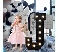 CHSUFBTY Lettres Géantes Noires en Mosaïque Néon, Lettres Néon for Propositions, Mariages, Fêtes de Mariage, Baptêmes de Bébé Et Décorations de Fête d'anniversaire(J,100cm/40in)