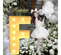 CHSUFBTY Lettres Lumineuses en Mosaïque Baptême de Bébé Fêtes d'anniversaire Et de Fiançailles Décorations d'anniversaire Éclairées Kits D'arche de Ballons Panneaux en Mousse(F,70cm/28in)