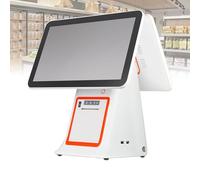 CHSUFBTY Terminal De Caisse Enregistreuse avec Écran Tactile Plat Et Écran Orienté Client, Caisse Enregistreuse avec Interface Intelligente for Divers Magasins (Color : White, Size : Dual Screen)