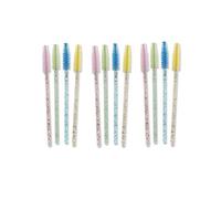 CHSYOO 200 x Applicateur mascara jetable plastique baguettes pour cils brosses cils avec tige cristal pour cils sourcils, rose bleu jaune vert