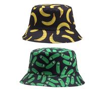 CHSZSH 2 Pièces De Chapeaux De Seau, Chapeaux De Seau Imprimés Concombre Et Banane, Chapeaux De Seau Réversibles, Chapeaux De Seau De Mode De Rue, Chapeaux De Protection Solaire En Plein Air