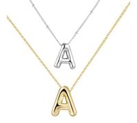 CHSZSH Collier Alphabet 2 Pièces, Collier Pendentif Alphabet, Bijoux Cadeaux Unisex, Accessoires De Cou, Acier Inoxydable, Or Kc Clair