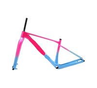 CHTKAGV Fourche de Cadre VTT en Carbone M09-1 29 Pouces XC Hardtail routage câble Interne 148x12mm axe traversant(Pink Blue Combo,39cm)