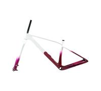 CHTKAGV Fourche de Cadre VTT en Carbone M09-1 29 Pouces XC Hardtail routage câble Interne 148x12mm axe traversant(White Magenta Combo,48cm)