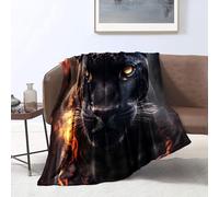 CHTLIFQ Couverture Polaire Motif 3D Couverture en Flanelle panthère Noire sur feu Art canapé Couverture de canapé Toutes Saisons literie pour Enfant 59x78,7 Pouces Flanelle （150x200cm）
