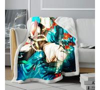 CHTLIFQ Couverture Sherpa Genshin Impact Xiao 3D Lit Tapis Chaud et Doux Toutes Les Saisons pour Enfants et Adultes 47,3x59 Pouces (120x150cm)