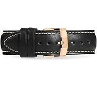 chtom Bracelet de Montre 18mm à 22mm Bracelet de Remplacement en Cuir de Veau France Bracelet à dégagement Rapide Bracelet de Montre (Couleur: Marron, Taille: 18mm) (Couleur: Noir avec Tan, Taille: