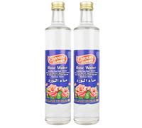 Chtoura Garden - Eau de rose orientale idéale pour la cuisson et la cuisson - Eau florale pour aromatiser les plats sucrés, pâtisseries et boissons en lot de 2 bouteilles en verre de 500 ml