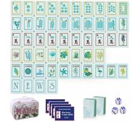Chu6an6d Ocean Exquisite Ensemble de mahjong à thème, 160 carreaux en | Design gravé à 4 couches, jeu de voyage portable avec sac de transport, 3 dés et 4 cartes de règles, cadeau pour les amateurs