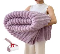 Chuai Home Bedding Blanket,Rabbit Plush Nap Blanket,Office Milk Fleece Flannel Warm Thickened Comfortable Sofa Throw Blanket,Soft, Warm (Purple, 150 * 200cm/59.1 * 78.7in)