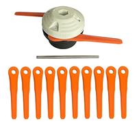 Chuancheng 4006-710-2137 PolyCut 6-2 Tête de débroussailleuse avec 10 lames et tige de montage, compatible avec Stihl FS38 FS40 FS45 FS50 FSA60 FSA86, système de coupe à double lame pour pelouse et