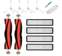 Chuancheng Kit d'accessoires 12 pièces pour aspirateur Dreame D9, 2 brosses principales, 4 brosses latérales, 4 filtres, 1 brosse de nettoyage, 1 tournevis (blanc)