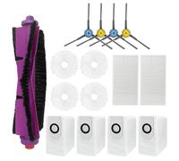 Chuancheng Lot de 15 pièces de rechange pour aspirateur Eureka J12 Ultra, 1 brosse à rouleau, 4 brosses latérales, 2 filtres, 4 serpillères et 4 sacs à poussière
