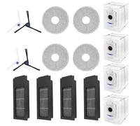 Chuancheng Lot de 16 Sacs à poussière HEPA de Rechange pour aspirateur Ecovacs Deebot X2/X2 Omni / X2pro / DEX86, 4 brosses latérales, 4 filtres HEPA, 4 serpillères et 4 Sacs à poussière