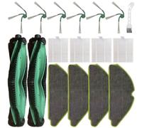 Chuancheng Lot de 17 accessoires de rechange pour aspirateur iRobot 115 Combo / 115 Combo+, 2 brosses principales, 6 brosses latérales, 4 filtres, 4 serpillères et 1 brosse de nettoyage