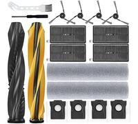Chuancheng Lot de 18 accessoires pour aspirateur robot complet Dreame Aqua10 Ultra Track, 2 brosses principales, 2 rouleaux de serpillère, 4 sacs à poussière, 4 brosses latérales, 4 filtres HEPA, 2