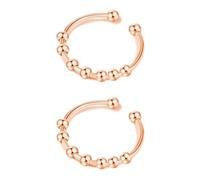 CHUANFU 2 Pièces Bague Anti stress Femme, Acier Inoxydable Bague Anneau Tournant, Bagues Ouvert Spinner d'Anxiete Réglable pour Relaxation Femmes Filles, Or Rose