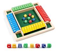 CHUANFU Jeu de Dés en Bois, Shut The Box 4 Joueurs avec 8 Dés